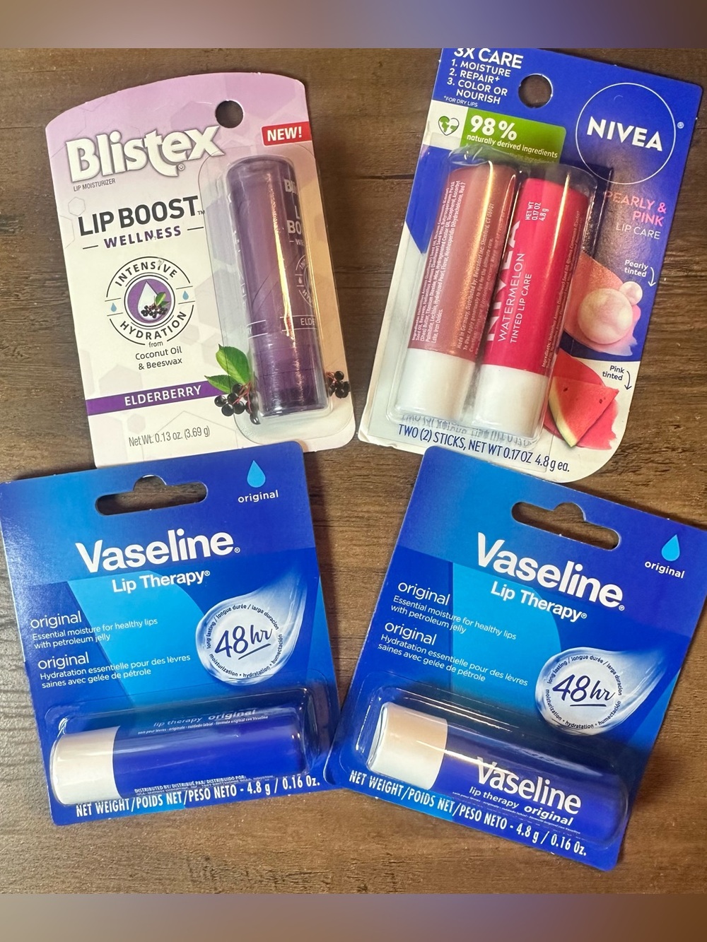Lip Care Bundle ~Nivea Pearly & Pink, Vaseline Lip Therapy & Blistex Lip Boost